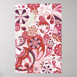 Rosa Paisley-Hintergrund Poster
