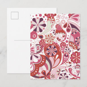 Rosa Paisley-Hintergrund Postkarte