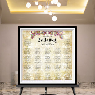 Rosa Paisley-Pfau-Empfangs-Sitzordnung Poster