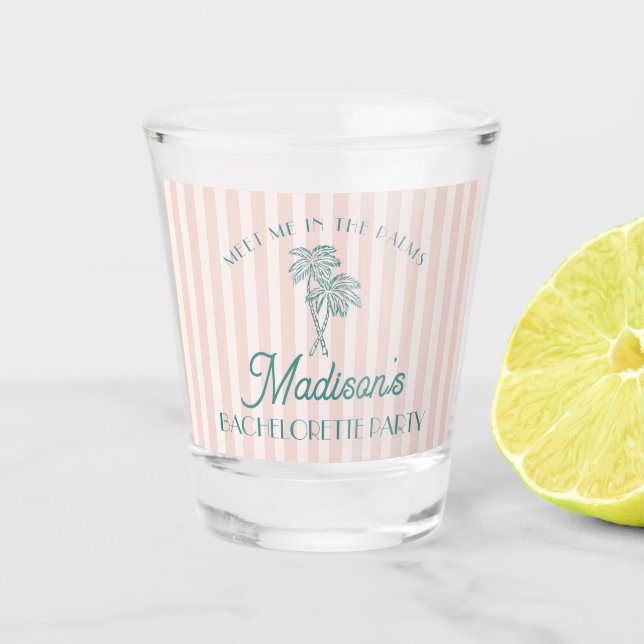 Rosa Palm Springs Pastell Strand Junggesellinnenab Schnapsglas (Vorderseite)