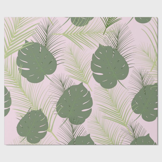 Rosa Palmen-Packpapier Geschenkpapier (Saum)