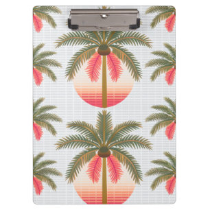 Rosa Palmenmuster mit Sonnenverlauf Klemmbrett