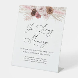 rosa Pampas florales Trauungszeichen Sockelschild