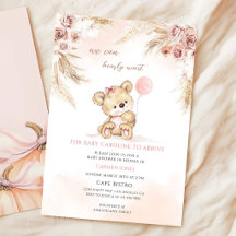 Rosa Pampas-Teddybär-Babyparty