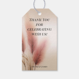 Rosa Pampasgras Boho Hochzeit Geschenkanhänger
