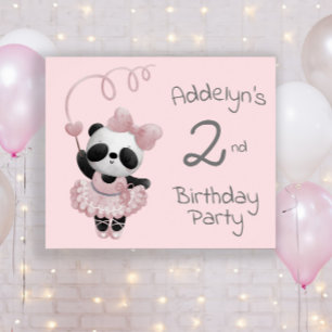 Rosa Panda-Bär-Ballerina 2. Geburtstagsposter Poster