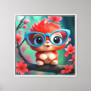 Rosa Panda Cartoon auf der Zweigstelle Leinwanddruck
