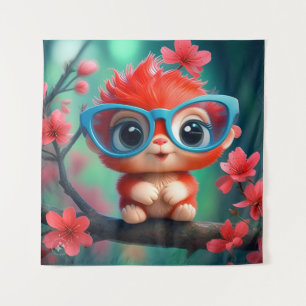 Rosa Panda Cartoon auf der Zweigstelle Wandteppich