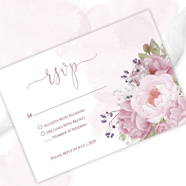 Rosa Päonien-RSVP-Karten (Von Creator hochgeladen)