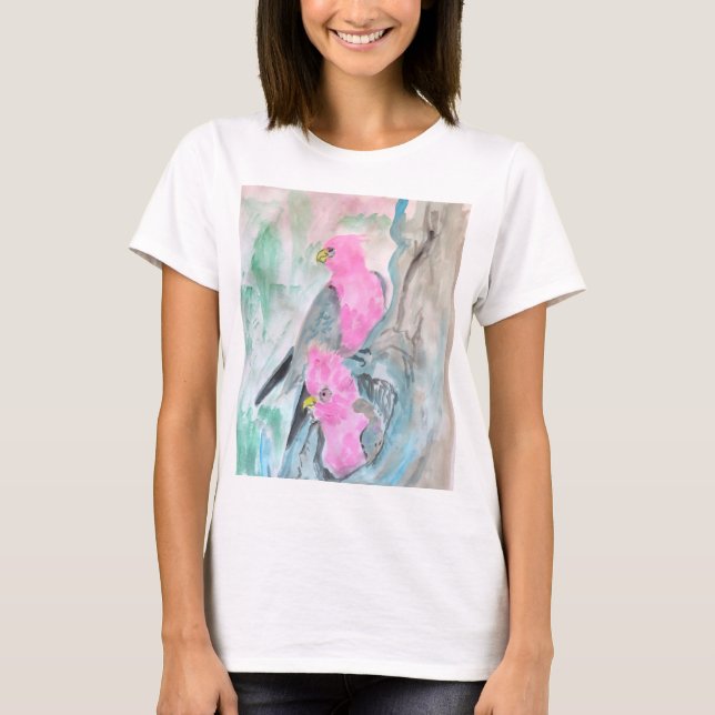 Rosa Papageien T-Shirt (Vorderseite)