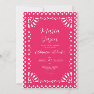 Rosa Papel Picado Traditionelle Boda Spanische Hoc Einladung