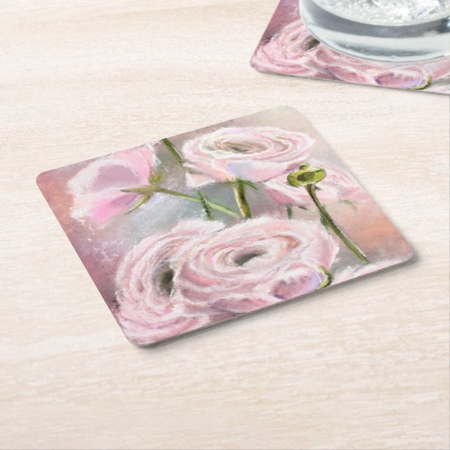 Rosa-Papier-Untersetzer Rechteckiger Pappuntersetzer (angewinkelt)