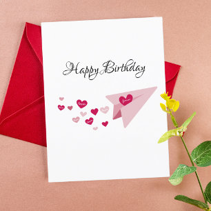 Rosa Papierflugzeug, Romantisch, Freund Geburtstag Feiertagspostkarte