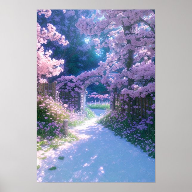 Rosa Paradies, Cherry Blossom Garten Poster (Vorne)