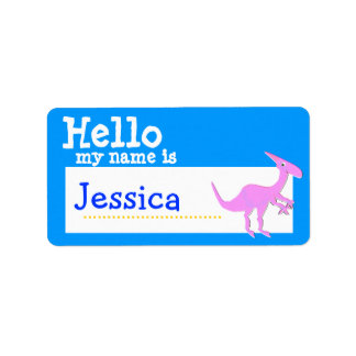 Rosa Parasaurolophus Hallo Mein Name ist Abzeichen Adressaufkleber