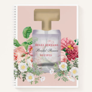 Rosa Parfümflasche Florale Hochzeitsdusche-Rezept Notizbuch