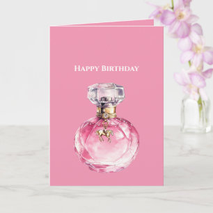 Rosa Parfümflaschen-Anhänger Pferd Geburtstag Karte