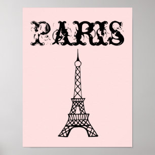 Rosa Paris Eiffelturm Wandkunst Poster Dekor