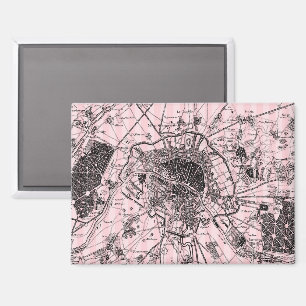Rosa Paris Karte Magnet