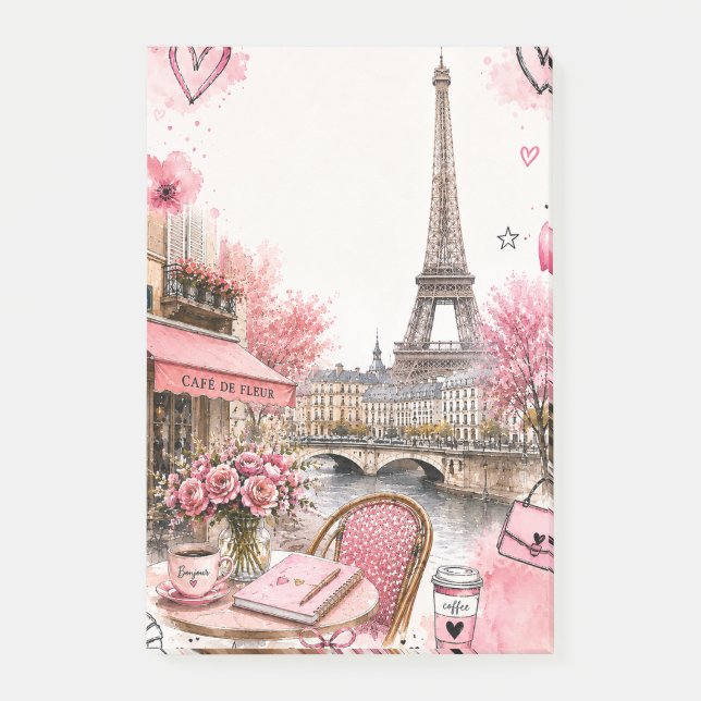 Rosa Paris Post-it Klebezettel (Vorderseite)