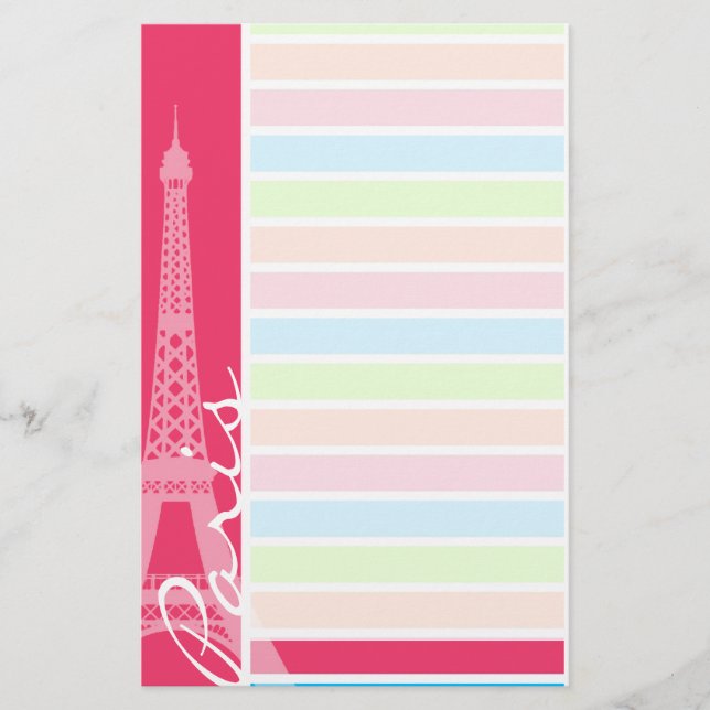 Rosa Paris; Retro Neon Rainbow Briefpapier (Vorderseite)