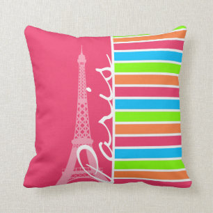 Rosa Paris; Retro Neon Rainbow Kissen