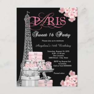 Rosa Paris Sweet 16 Party Einladung