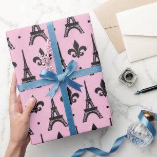 Rosa Pariser Muster Party Eiffelturmwickel Geschenkpapier