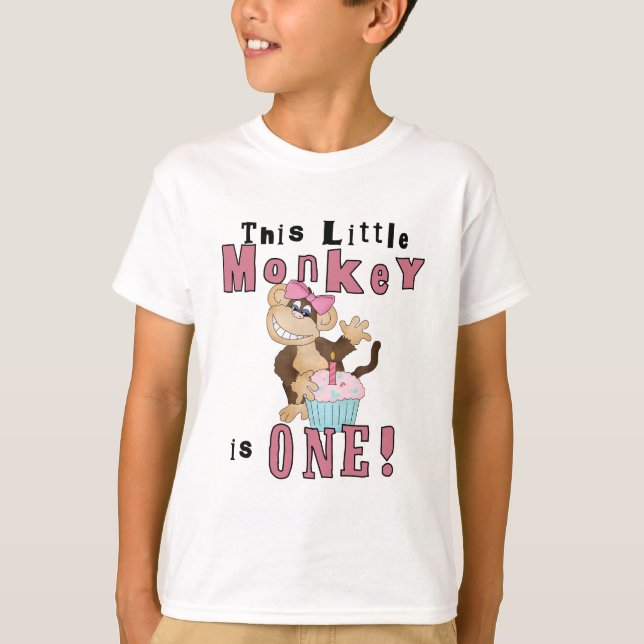 Rosa Party Affe 1. Geburtstag Shirts und Geschenke (Vorderseite)