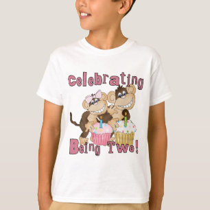 Rosa Party-Affe-2. Geburtstags-T-Shirts und T-Shirt