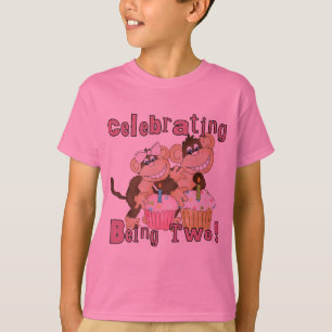 Rosa Party Affe 2. Geburtstagsgeschenke und Gesche T-Shirt