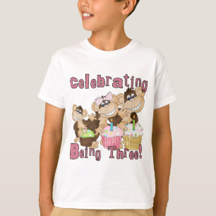 Rosa Party-Affe-3. Geburtstags-T-Shirts und T-Shirt