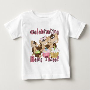 Rosa Party Affe 3. Geburtstagsgeschenke und Gesche Baby T-shirt