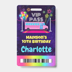 Rosa Party Bus VIP Pass Lanyard Ausweis