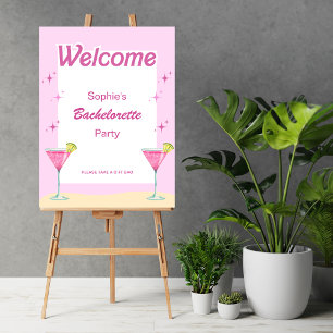 Rosa Party Cocktail Bacheloretto Begrüßungszeichen Poster