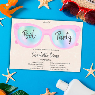 Rosa Party holografische Brille Sweet 16 Einladung
