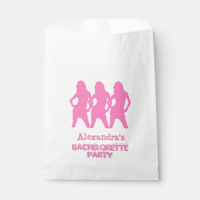 Rosa Party Mädchen personalisiert Junggeselinnen-A Geschenktütchen (Vorderseite)