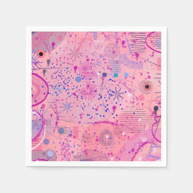 Rosa Party Maximalistische Kunst Serviette (Vorderseite)