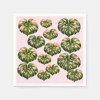 Rosa Party Monstera Servietten