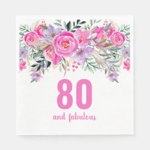 Rosa Party Servietten zum 80. Geburtstag