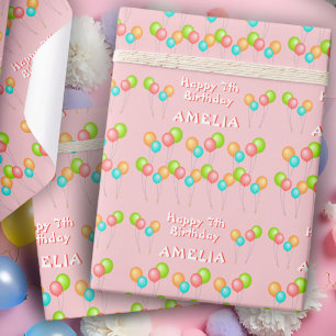 Rosa Partyballons Kinder Geburtstag Geschenkpapier