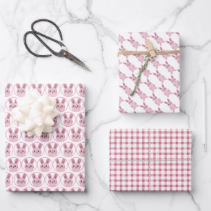 Rosa Partybunnys Geschenkpapier Set