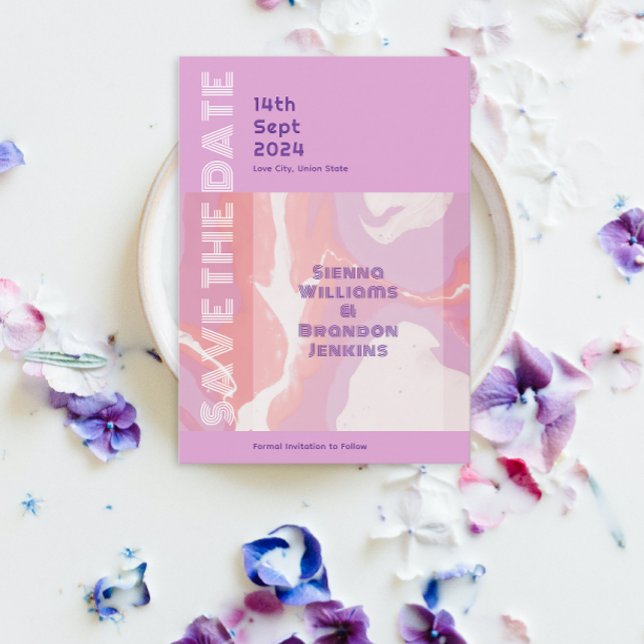 Rosa Pasta Abstrakte Kunst Save the Date Karte (Von Creator hochgeladen)