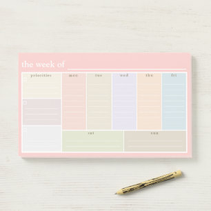Rosa Pastel Weekly Desk Planner To-do List Post-it Klebezettel