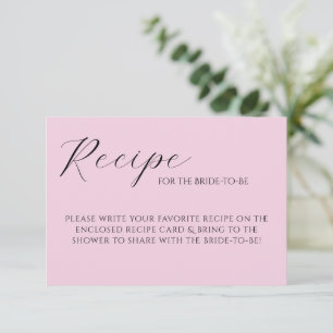 Rosa Pastell Elegante Rezeptkarte RSVP Karte