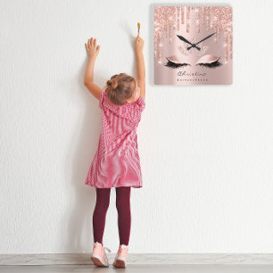 Rosa Pastell Funkelnd Diamond Lotus Princess Quadratische Wanduhr