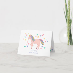 Rosa Pastell Regenbogen Einhorn Kinder Persönlich Dankeskarte