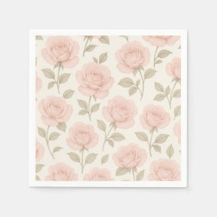 Rosa Pastell-Rosen Vintage-Blumen Elegant Serviette