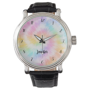 Rosa Pastell-Tie-Dye Girly Chic Armbanduhr