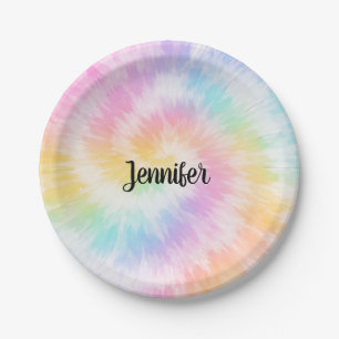 Rosa Pastell-Tie-Dye Girly Chic Pappteller